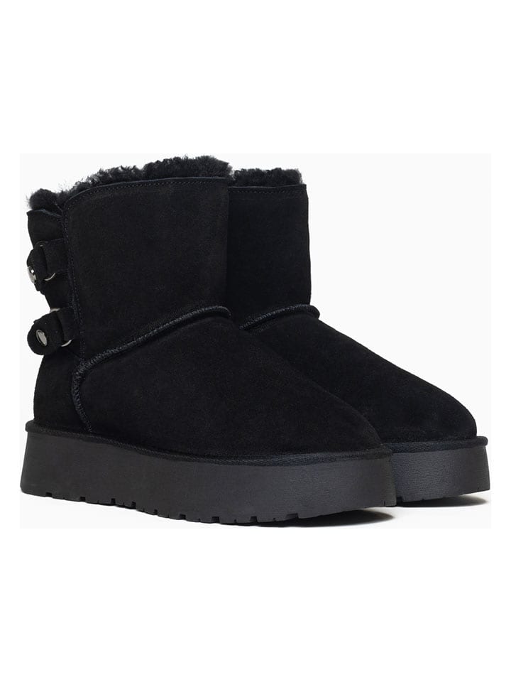 NICEBAY Skórzane botki zimowe "Sheeba" w kolorze czarnym rozmiar: 39