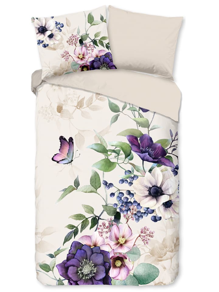 Pure Komplet pościeli "Dinda" w kolorze biało-fioletowym z mikrofibry rozmiar: 200x220 cm