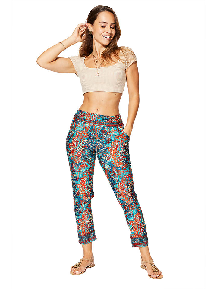 Aller Simplement Spodnie w kolorze turkusowo-niebiesko-czerwonym rozmiar: 38/40