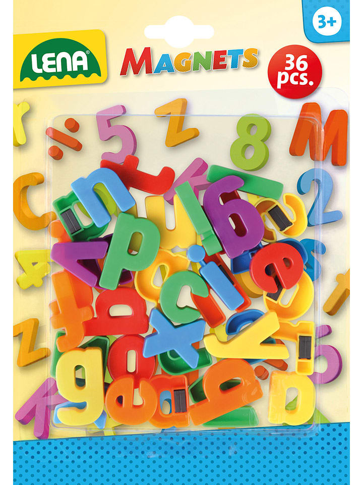 LENA 36-częściowy magnetyczny zestaw małych literek w różnych kolorach - 3+ rozmiar: onesize