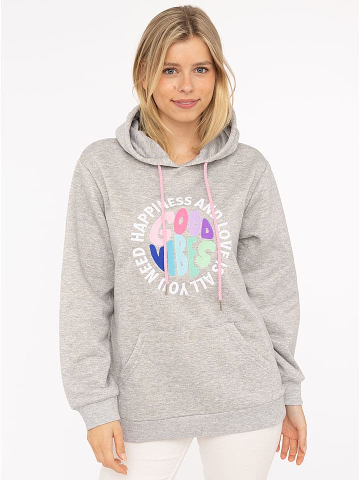 Zwillingsherz Bluza "Happiness and Love" w kolorze szarym rozmiar: L/XL