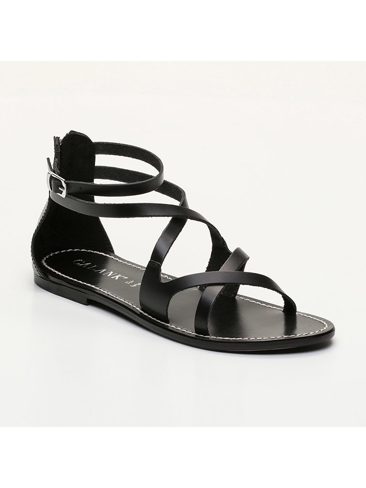 CALANK Skórzane sandały w kolorze czarnym rozmiar: 38