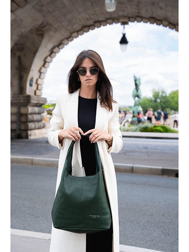maison héritage PARIS Skórzany shopper bag "Rebe" w kolorze ciemnozielonym - 45 x 33 x 15 cm rozmiar: onesize