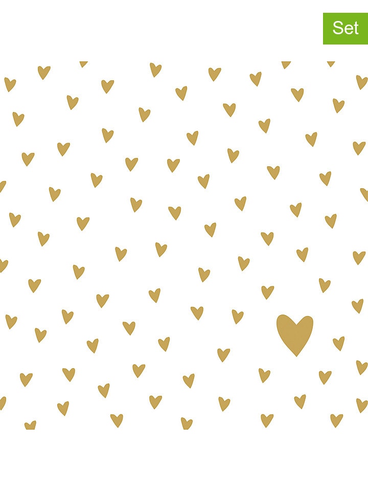 ppd Serwetki (40 szt.) "Little Hearts" w kolorze złoto-białym rozmiar: onesize