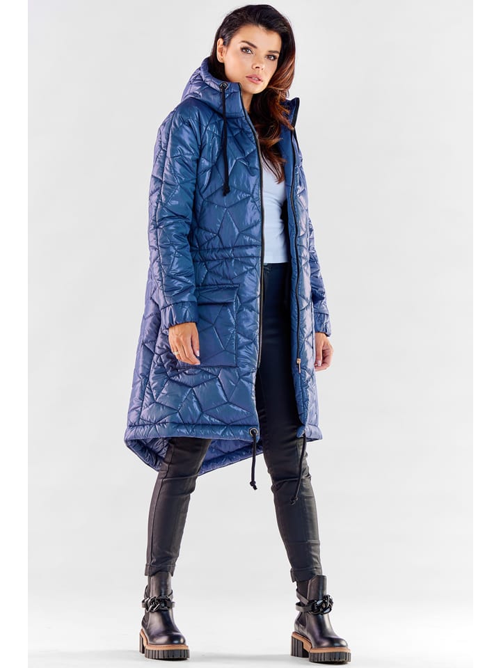 Awama Płaszcz pikowany w kolorze niebieskim rozmiar: S/M