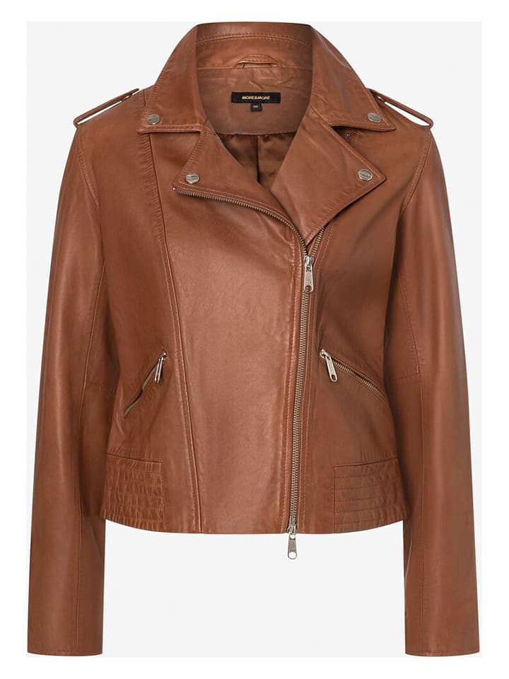 More & More Skórzana kurtka w kolorze jasnobrązowym rozmiar: 34