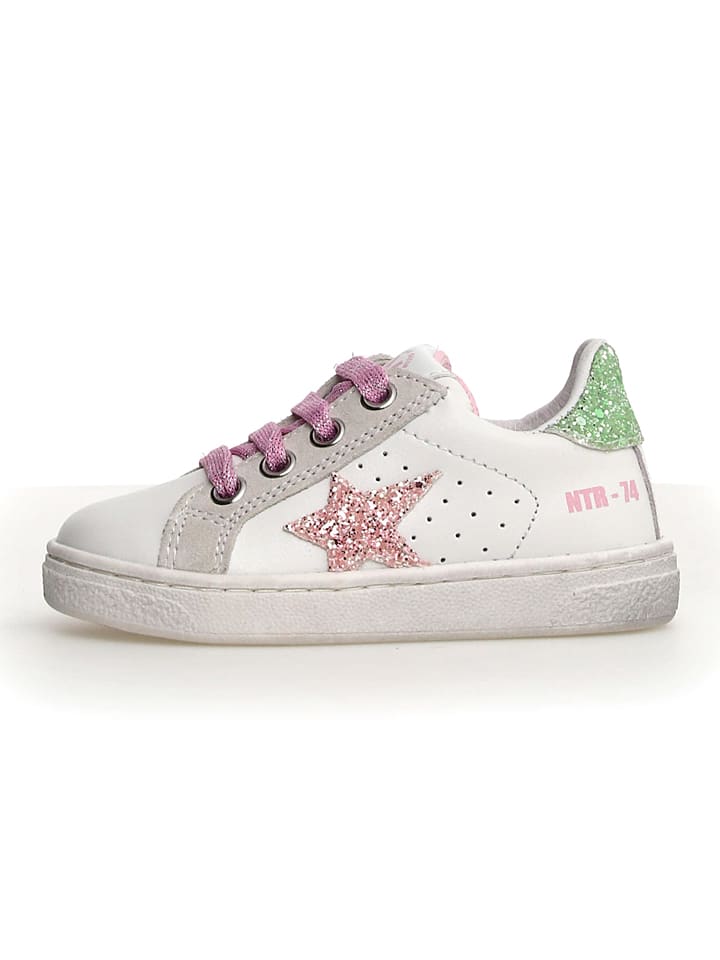 Naturino Skórzane sneakersy w kolorze biało-jasnoróżowym rozmiar: 39