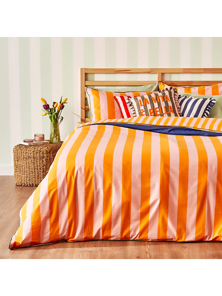 BELLA MAISON 3-częściowy komplet pościeli "Line" w kolorze jasnoróżowo-pomarańczowym rozmiar: 160x220 cm