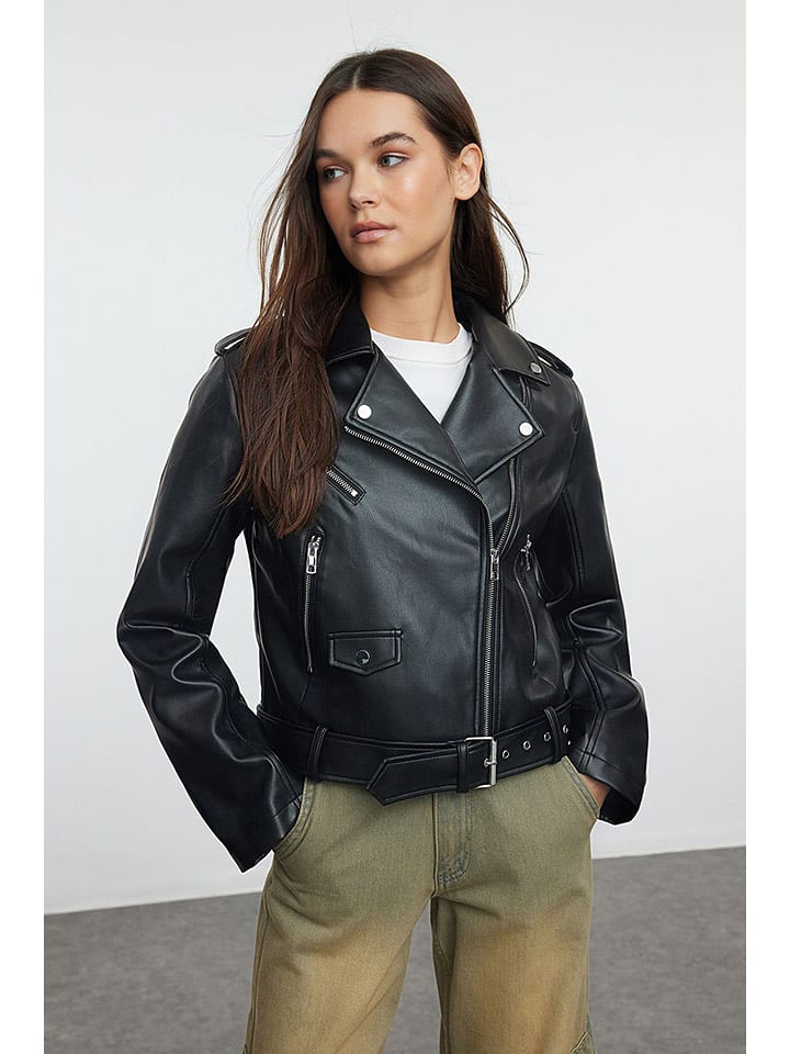 trendyol Kurtka przejściowa w kolorze czarnym rozmiar: M