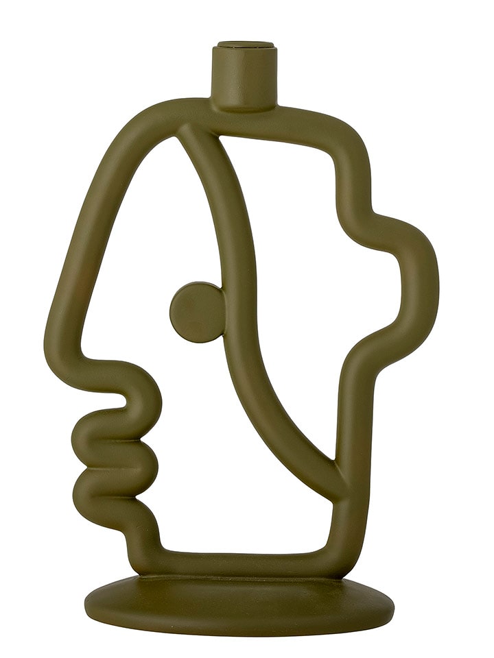 Bloomingville Świecznik "Flavie" w kolorze khaki - 19 x 30 cm rozmiar: onesize