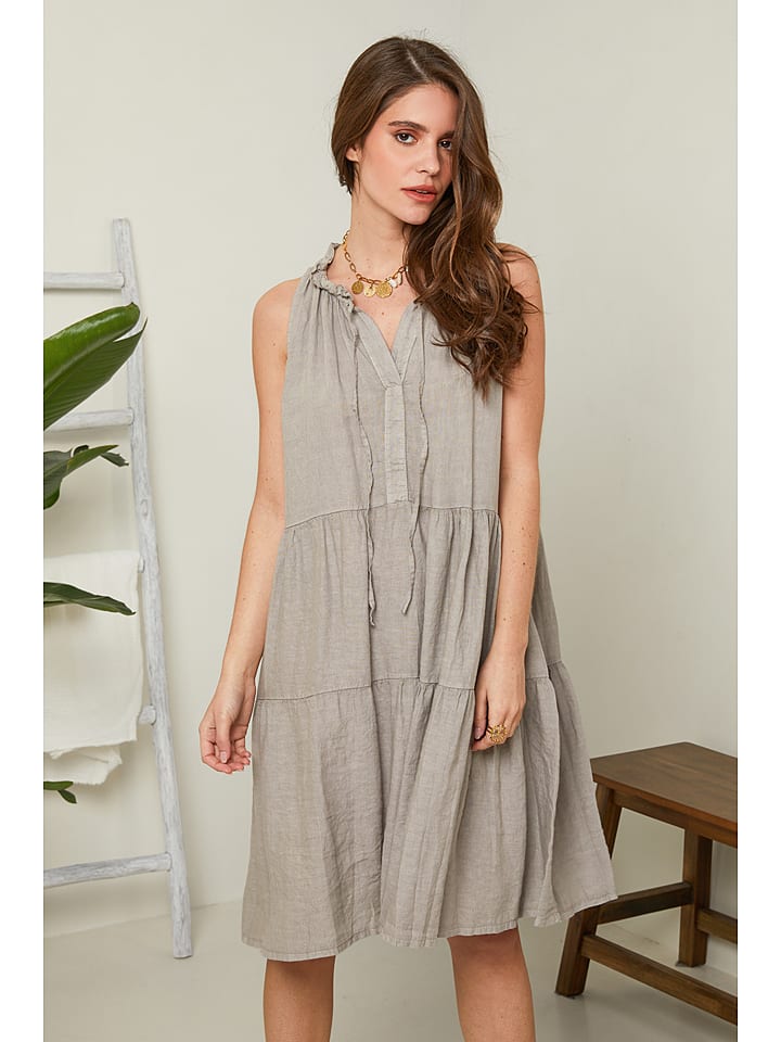 Rodier Lin Lniana sukienka w kolorze szarobrązowym rozmiar: XL/XXL