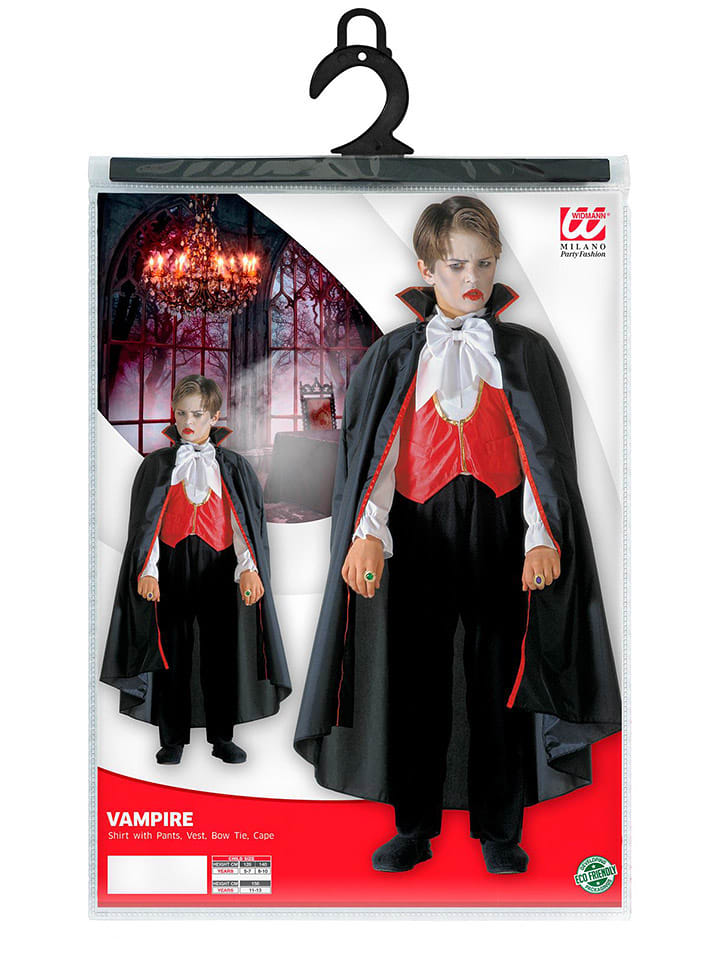 Carnival Party 4-częściowy kostium "VAMPIR" w kolorze czerwono-czarnym rozmiar: 140