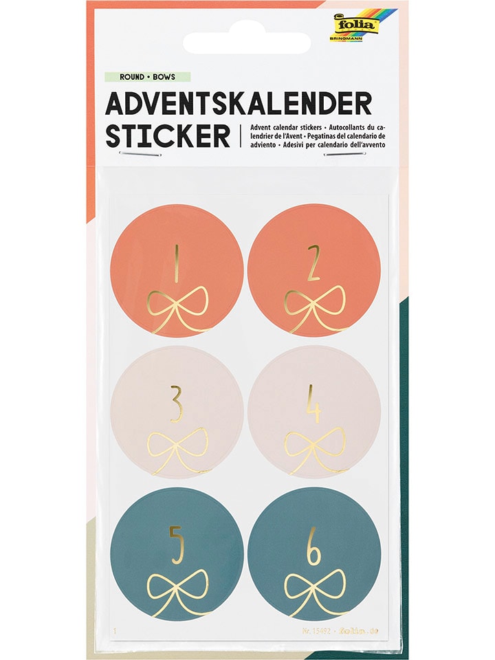 folia PAPER Naklejki do kalendarza adwentowego "Round Bows" - 5+ rozmiar: onesize