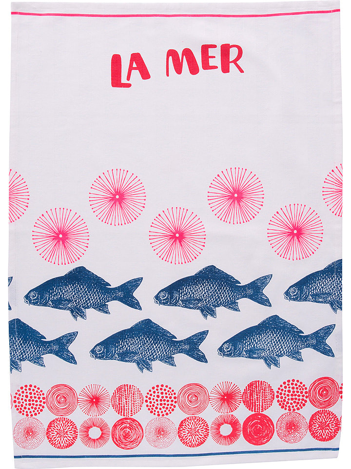 Overbeck and Friends Ściereczka "La Mer" w kolorze czerwono-niebieskim do naczyń - 70 x 50 cm rozmiar: onesize