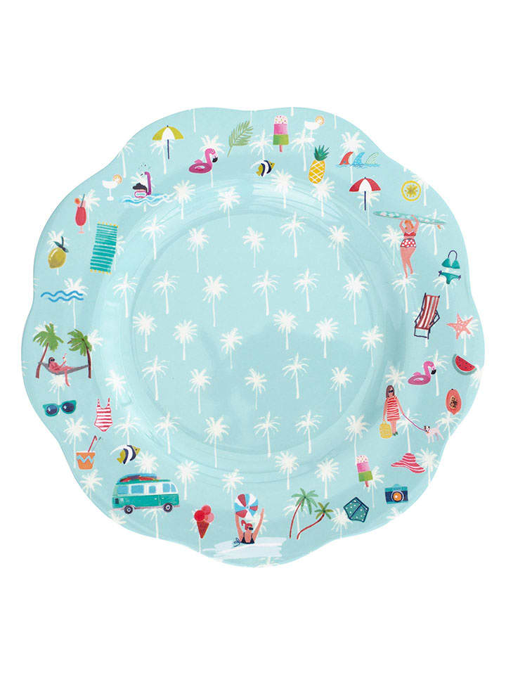 Overbeck and Friends Talerz płaski "Beach Life" w kolorze błękitnym - Ø 26 cm rozmiar: onesize