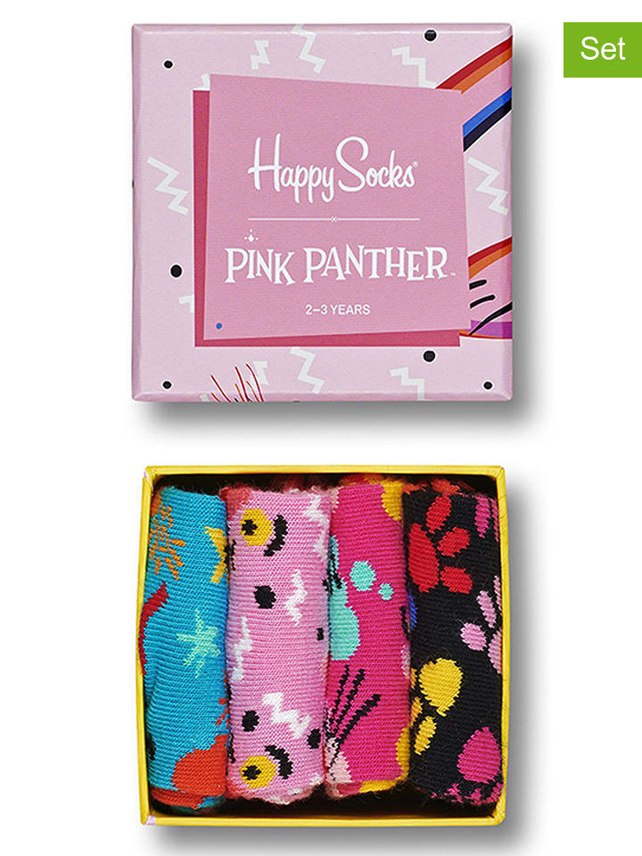 Happy Socks 4-częściowy zestaw prezentowy "Pink Panther" ze wzorem rozmiar: 22-24