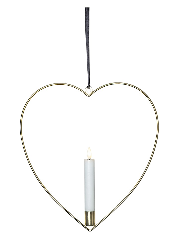 STAR Trading Dekoracyjna zawieszka LED "Flamme Heart" w kolorze złotym - 28,5 x 28 cm rozmiar: onesize