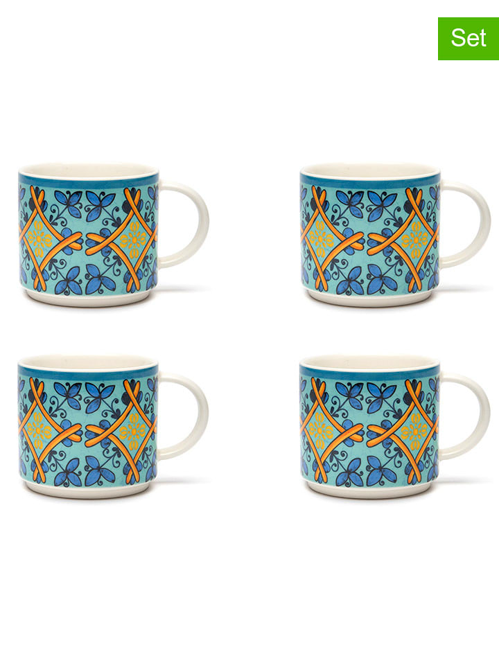 Trendy Kitchen by EXCÉLSA Kubki (4 szt.) "Trinacria" w kolorze błękitnym - 290 ml rozmiar: onesize