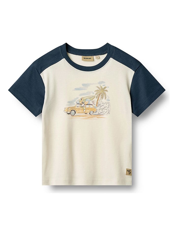 Wheat Koszulka "Vincent" w kolorze granatowo-kremowym rozmiar: 128