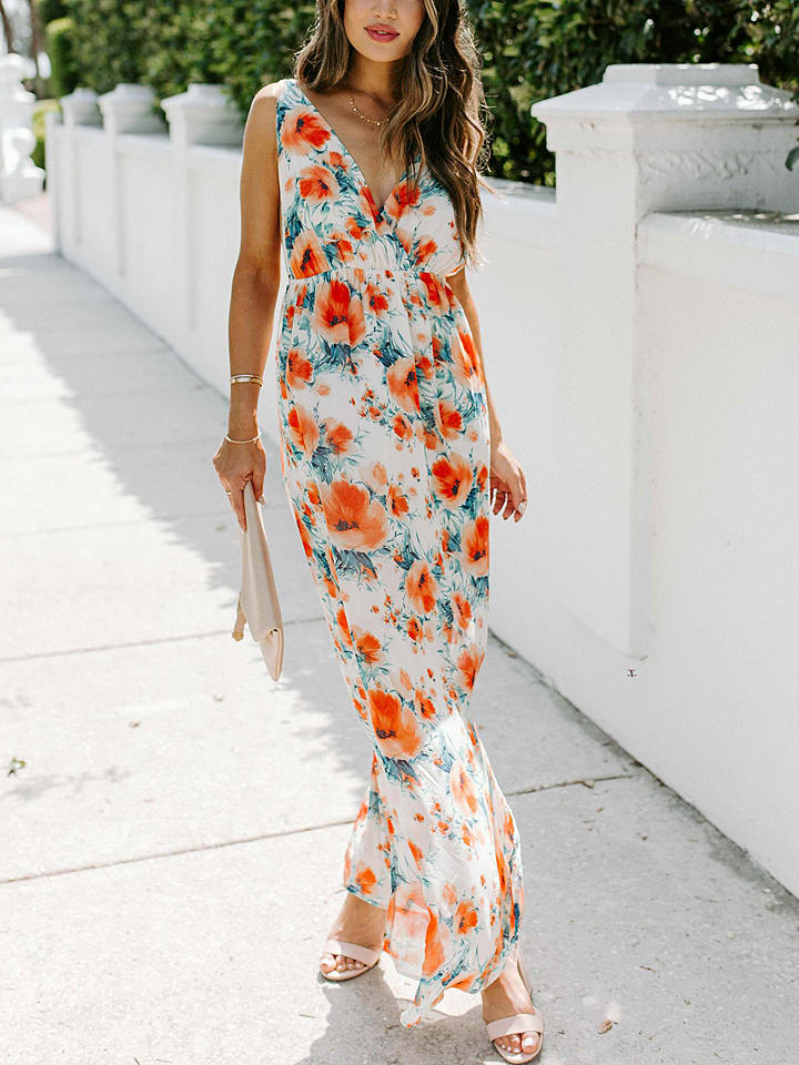 Milan Kiss Sukienka w kolorze biało-pomarańczowo-zielonym rozmiar: XL