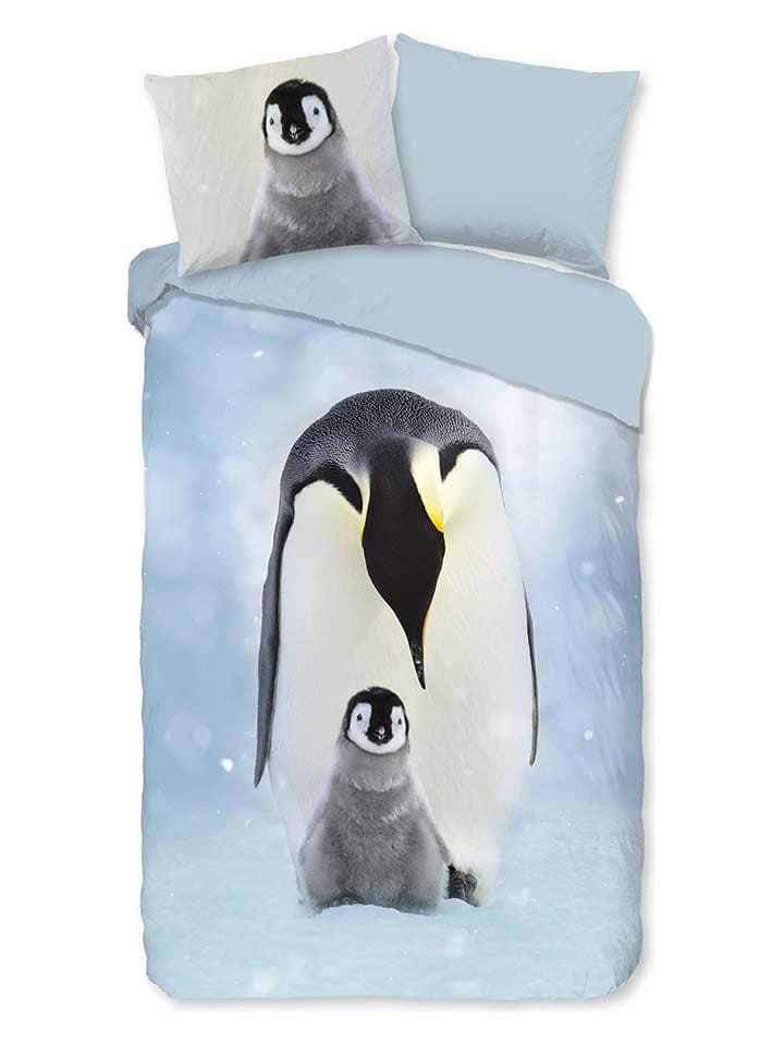 Good Morning Komplet pościeli flanelowej "Pinga" w kolorze błękitno-biało-szarym rozmiar: 200x200 cm