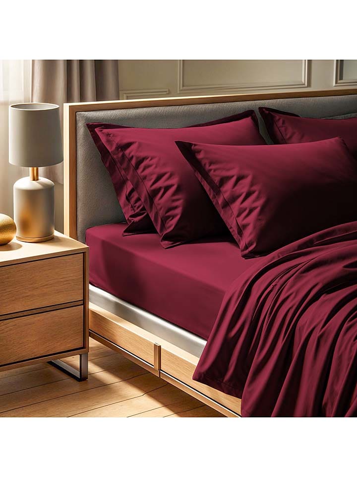 MIX&MATCH Prześcieradło renforcè w kolorze ciemnoczerwonym na gumce rozmiar: 90x200 cm