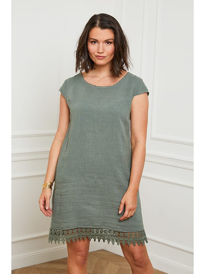 Curvy Lady Lniana sukienka w kolorze khaki rozmiar: 48/50