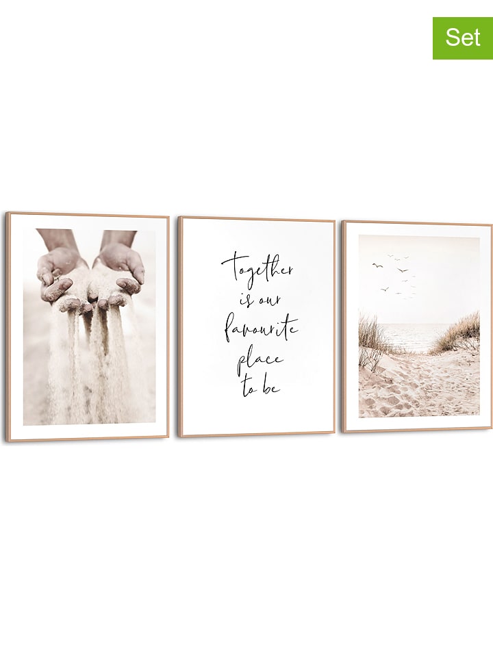 Orangewallz Druki artystyczne (3 szt.) "Summer Nature" w ramce rozmiar: 30x40 cm