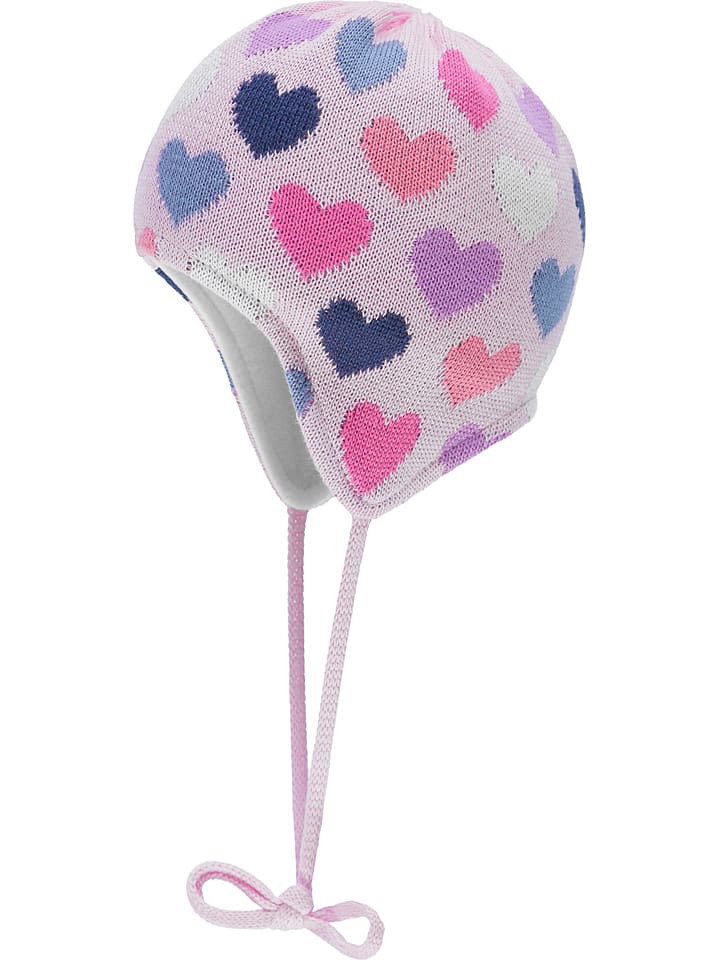 Döll Dzianinowa czapka w kolorze jasnoróżowym ze wzorem rozmiar: 47 cm