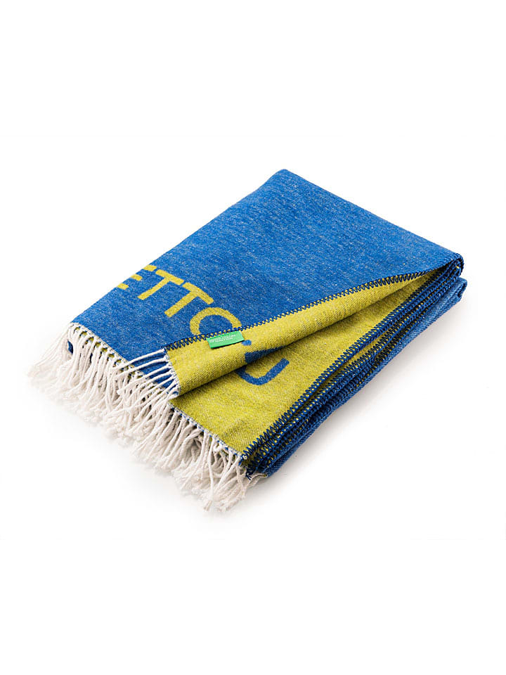 Benetton Pled w kolorze niebiesko-żółtym rozmiar: 140x190 cm