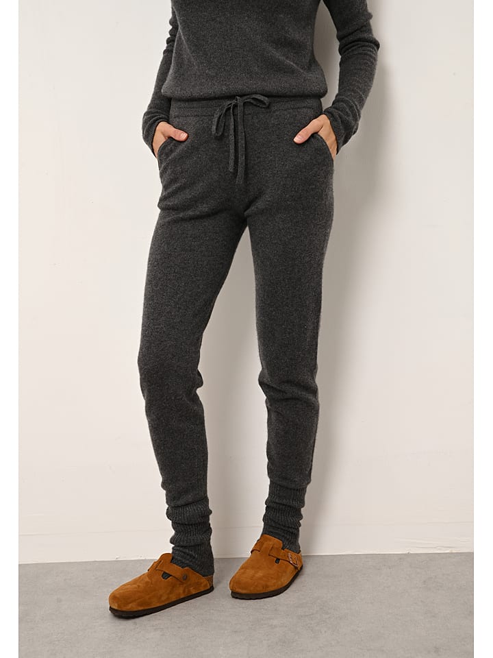 Just Cashmere Kaszmirowe spodnie "Wendy" w kolorze antracytowym rozmiar: L