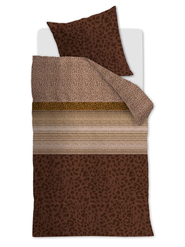 Beddinghouse Komplet pościeli satynowej "Feis" w kolorze jasnobrązowo-brązowym rozmiar: 155x220 cm