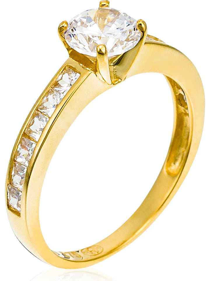 L instant d Or Złoty pierścionek "Brilliant" z cyrkoniami rozmiar: 54