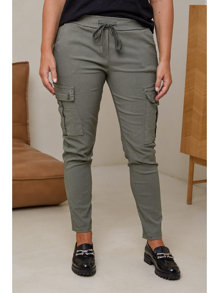 Curvy Lady Bojówki w kolorze khaki rozmiar: 44/46