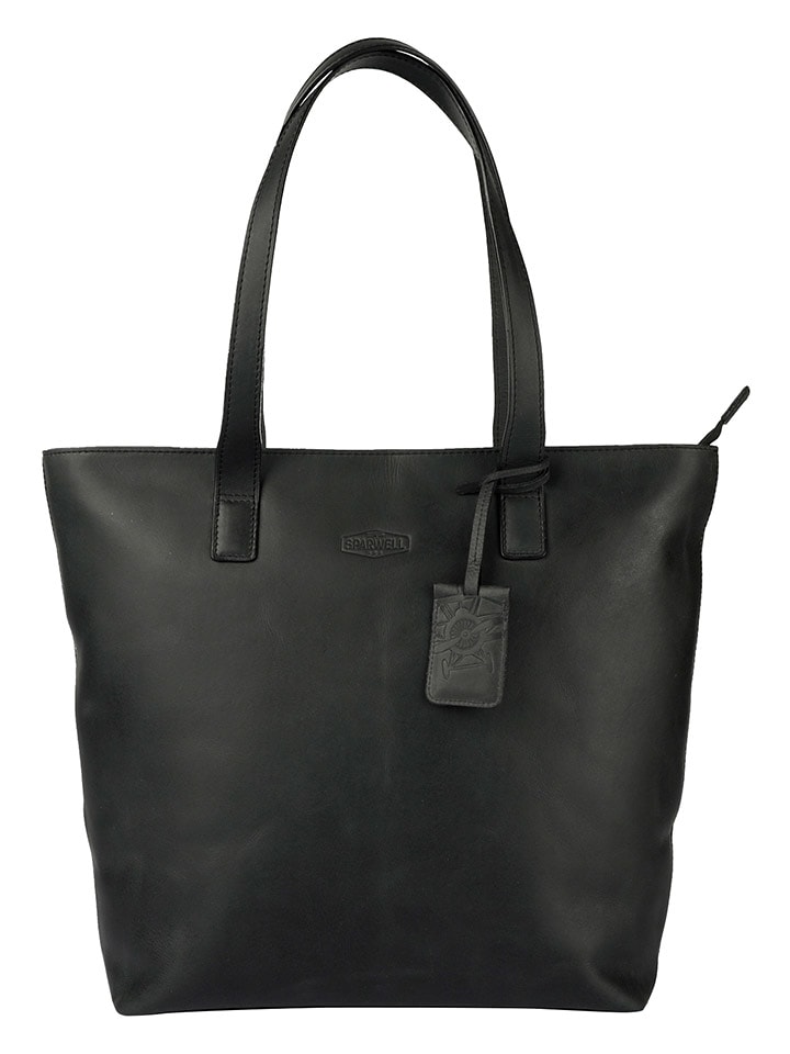 SPARWELL Skórzany shopper bag "Kylie" w kolorze czarnym - 41 x 34 x 12 cm rozmiar: onesize