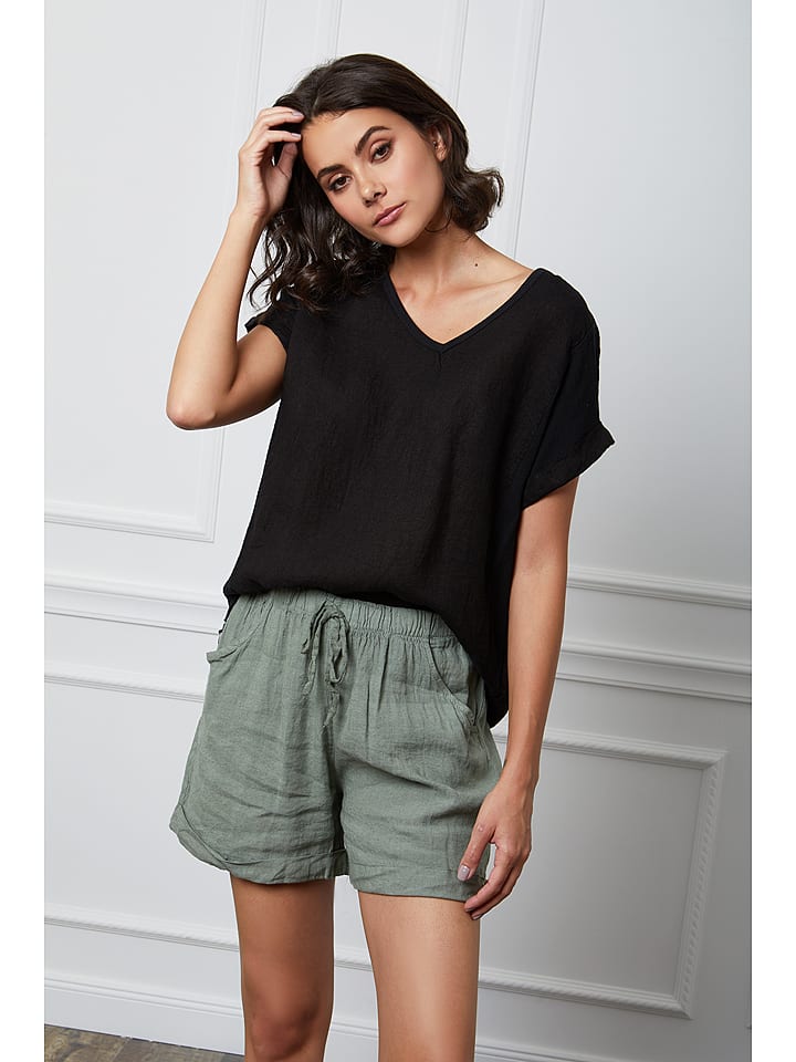 Fleur de Lin Lniana koszulka "Fabius" w kolorze czarnym rozmiar: XL