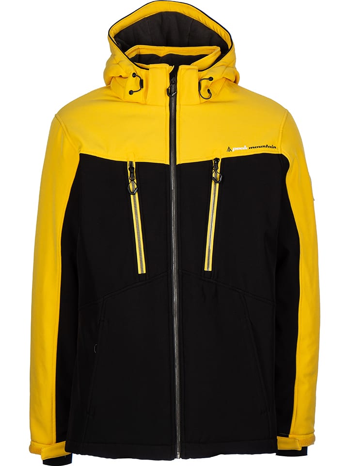Peak Mountain Softshellowa kurtka narciarska "Ceflight" w kolorze czarno-żółtym rozmiar: M