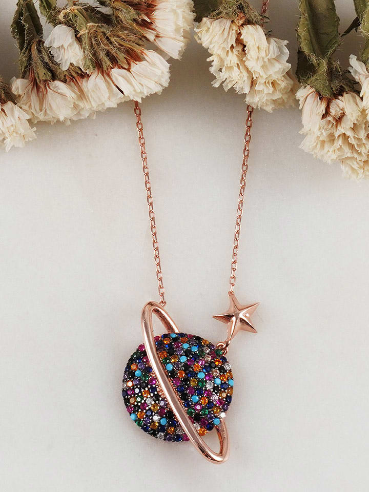 Heliophilia Srebrny naszyjnik z elementem ozdobnym - dł. 42 cm rozmiar: onesize