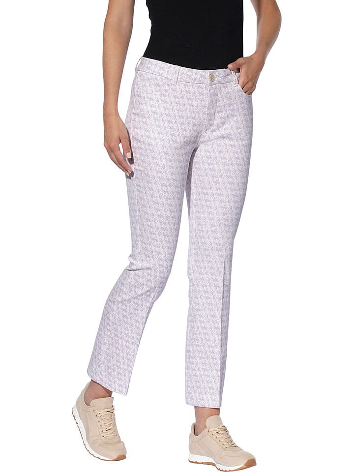 Heine Spodnie chino w kolorze biało-fioletowym rozmiar: 48