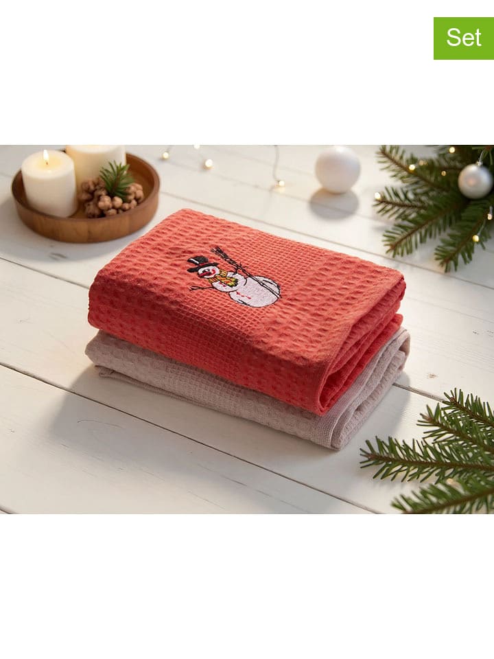 Mijolnir Ściereczki (2 szt.) w kolorze czerwono-beżowym do naczyń rozmiar: 50x70 cm