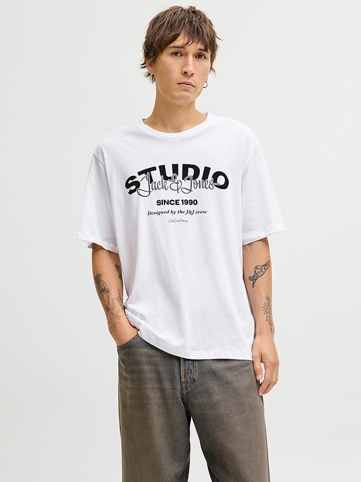 Jack & Jones Koszulka "Yuki" w kolorze białym rozmiar: S