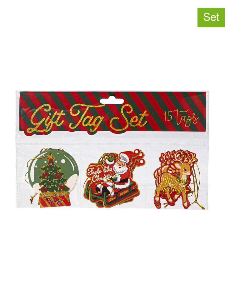 Tri-Coastal Design Etykiety prezentowe (15 szt.) w kolorze czerwono-zielono-jasnobrązowym rozmiar: onesize