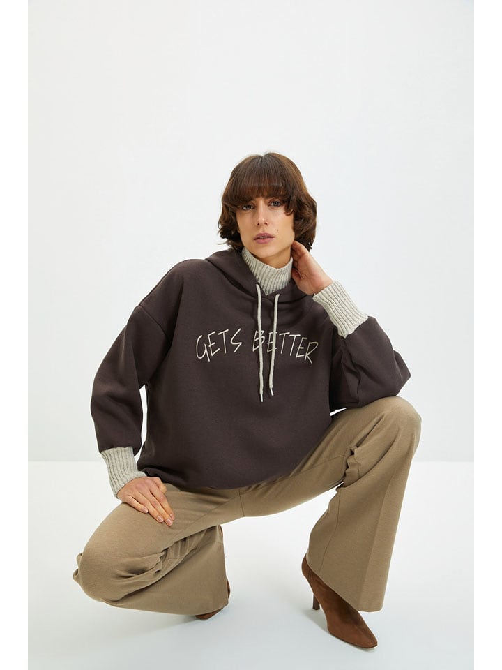 trendyol Bluza w kolorze brązowym rozmiar: L