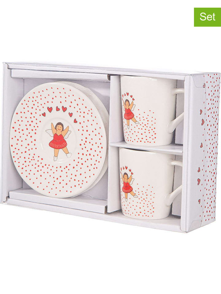 GILDE 4-częściowy zestaw "Betty" w kolorze biało-czerwonym do espresso rozmiar: onesize