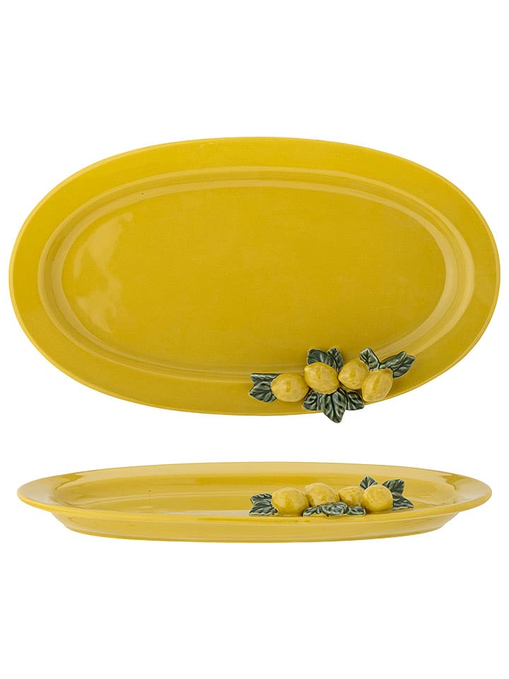 Bloomingville Talerz "Limone" w kolorze żółtym do serwowania - 36 x 21 x 5 cm rozmiar: onesize