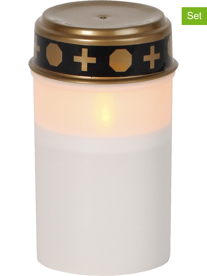 STAR Trading Znicze LED (4 szt.) "Serene” w kolorze złoto-białym - wys. 12 x Ø 7 cm rozmiar: onesize