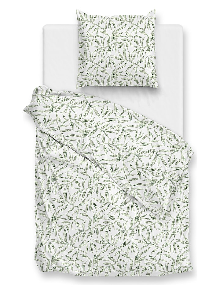 Zo!Home Komplet pościeli "Ramoscello" w kolorze biało-zielonym rozmiar: 135x200_cm