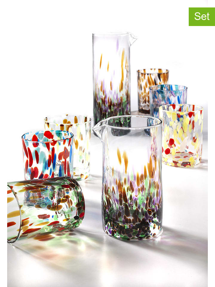 Onlylux Szklanki (6 szt.) "Banderoles" ze wzorem - wys. 10 cm rozmiar: onesize