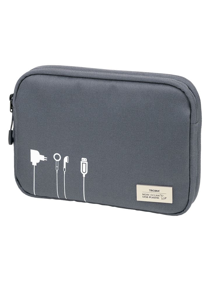 Troika Torba w kolorze szarym na kable - 23,5 x 17 x 3,5 cm rozmiar: onesize