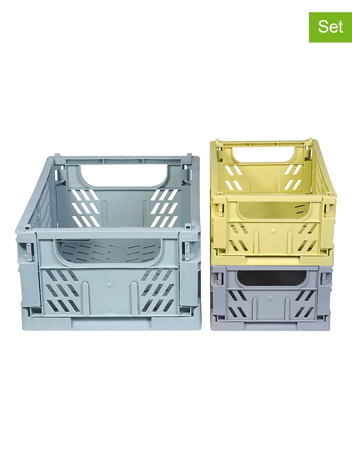 Kindsgut Skrzynki (3 szt.) "Ella" w kolorze szaro-żółto-błękitnym rozmiar: onesize